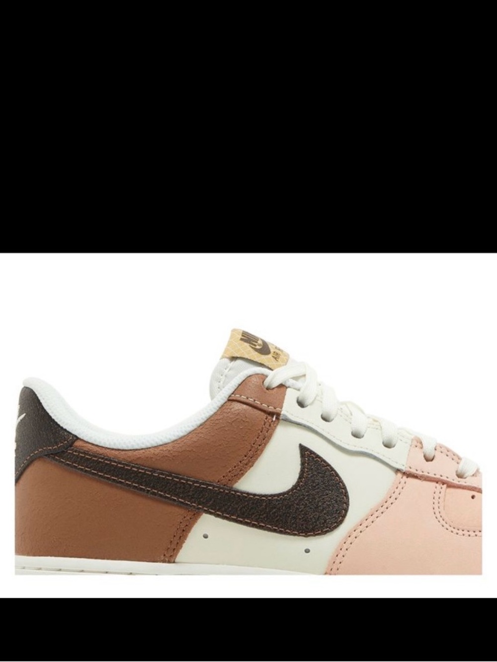Nike Colorblock Air Force 1 Low in Pink, Brown, Cream with Black Swoosh - Picture 6 of 6